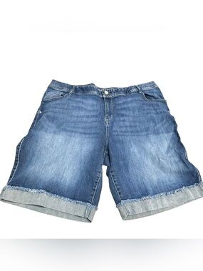 Lane‎ Bryant Lane Bryer Denim Bermuda Shorts Plus Size 24 Cuffed Stretch Blue